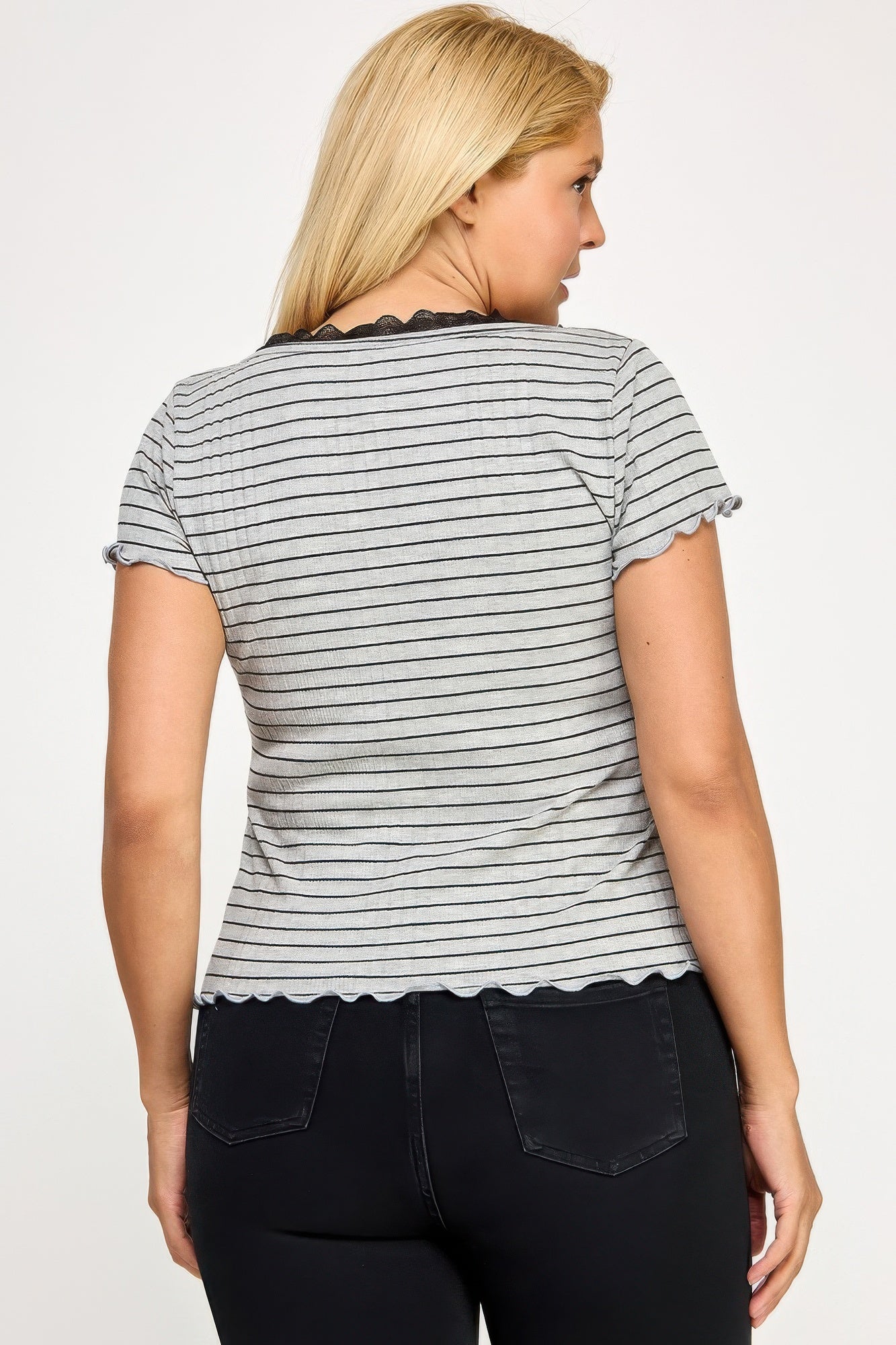Plus Size Curly Merrow Tie Front Top      