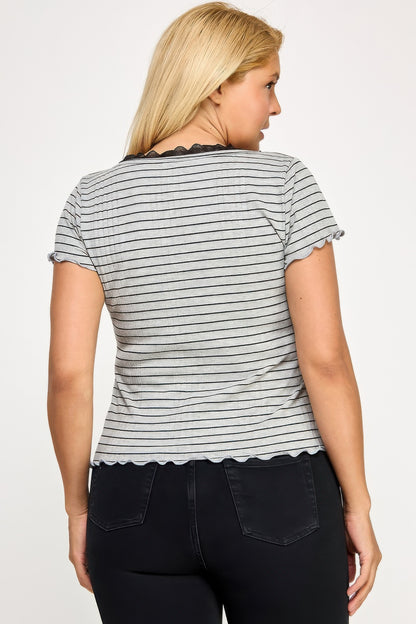 Plus Size Curly Merrow Tie Front Top      