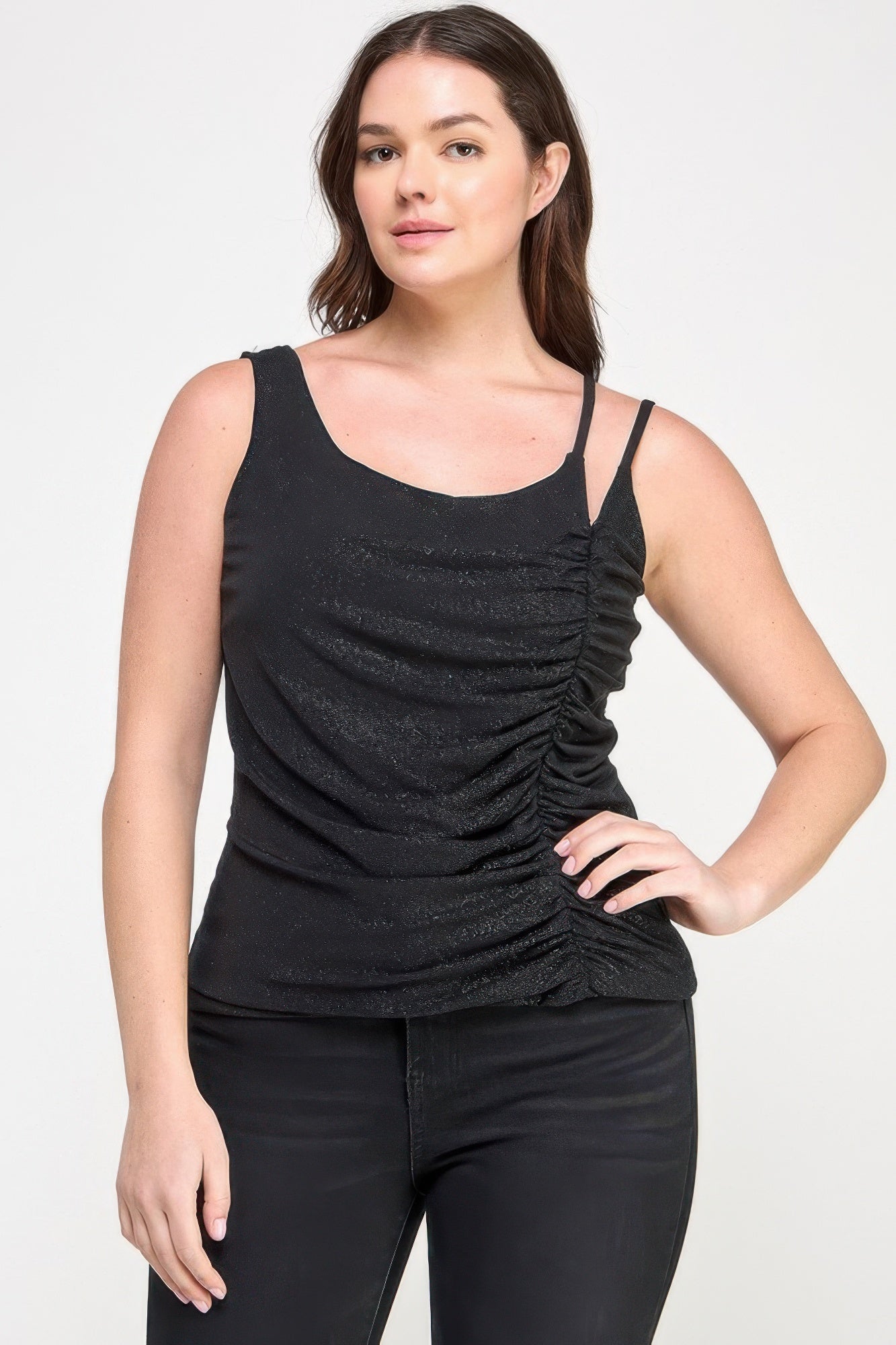 Plus Size Sleeveless Top With Subtle Shimmer         