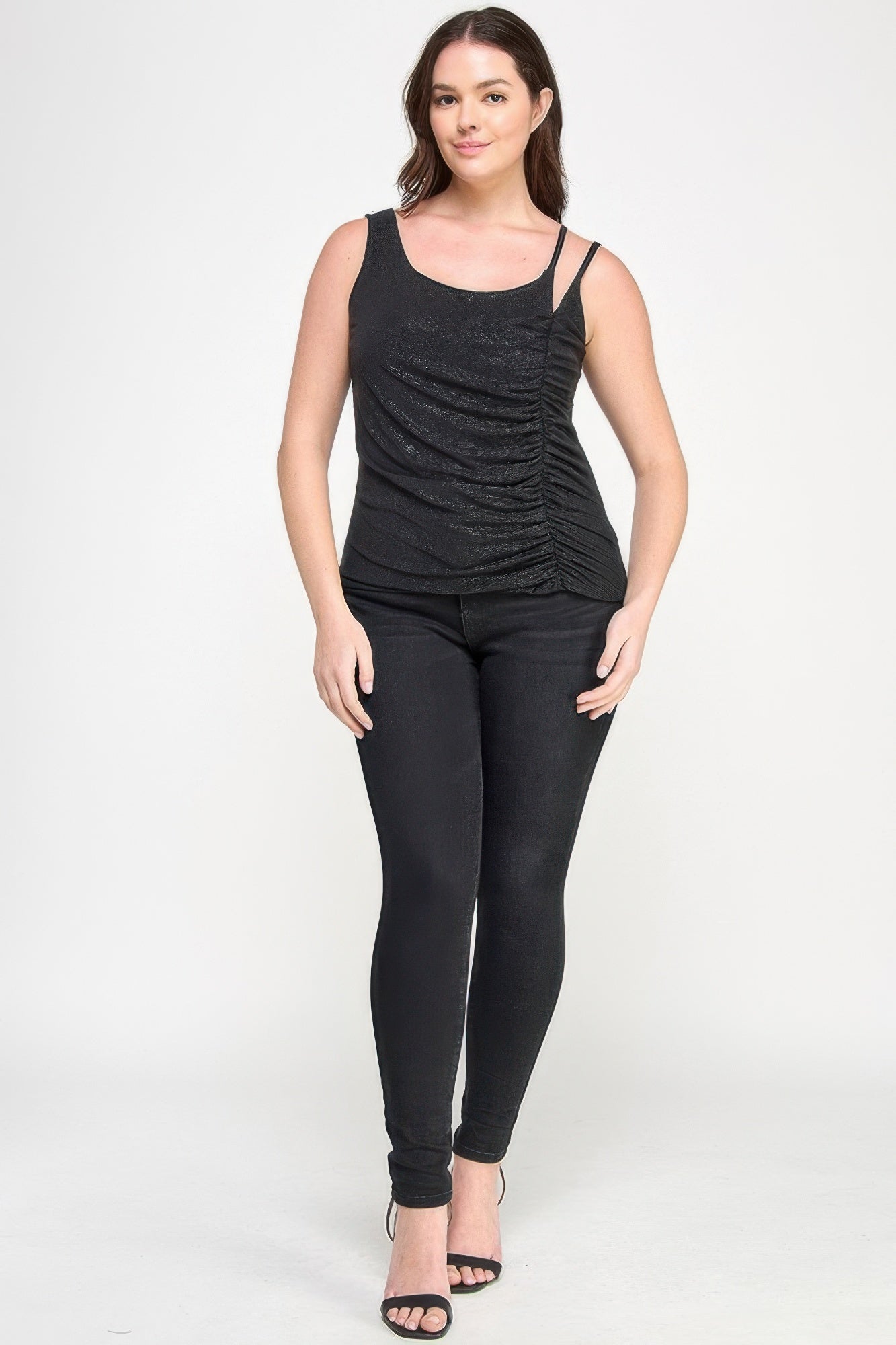 Plus Size Sleeveless Top With Subtle Shimmer         