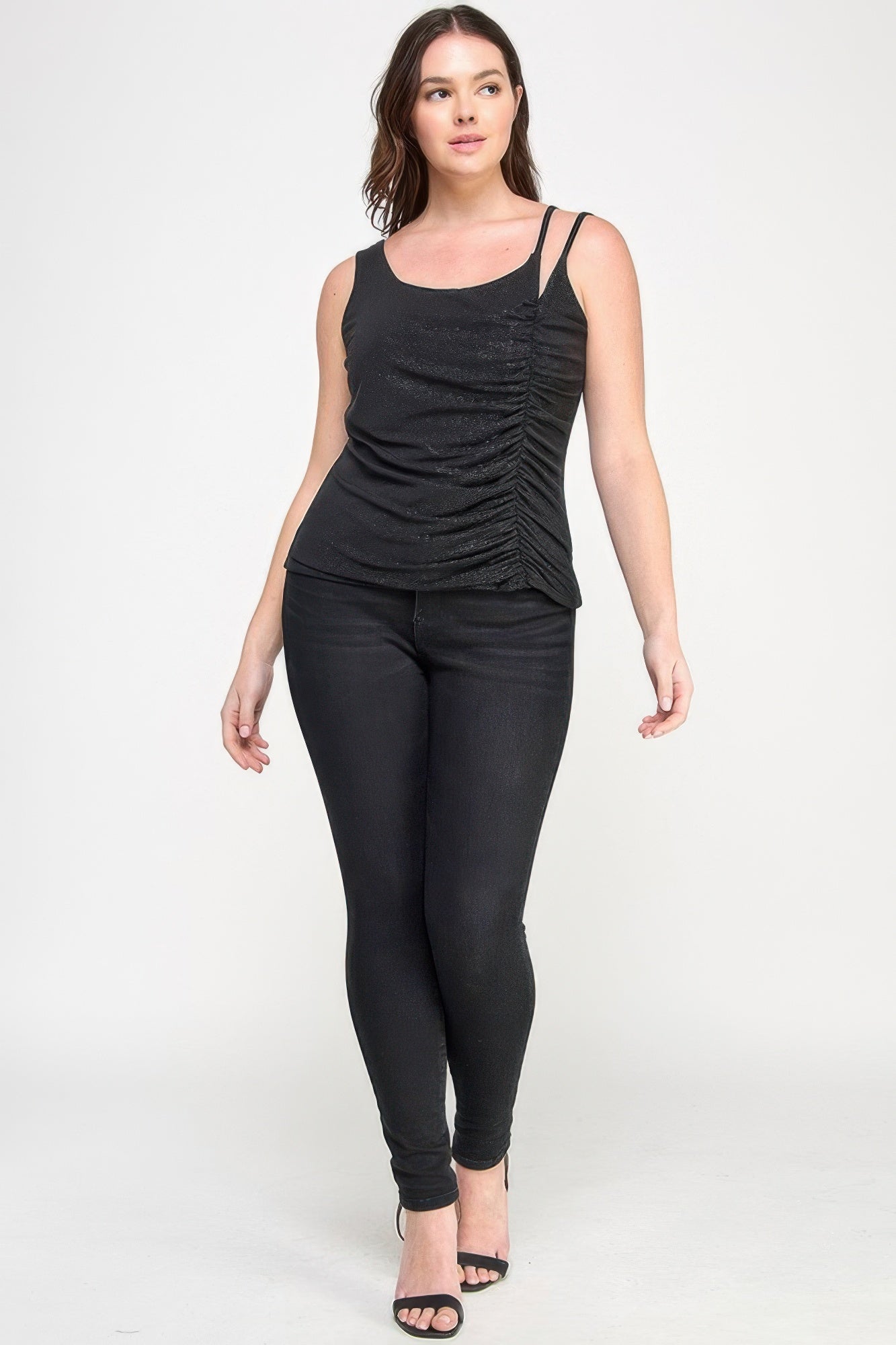 Plus Size Sleeveless Top With Subtle Shimmer         