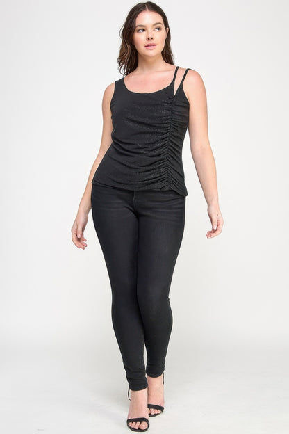 Plus Size Sleeveless Top With Subtle Shimmer         