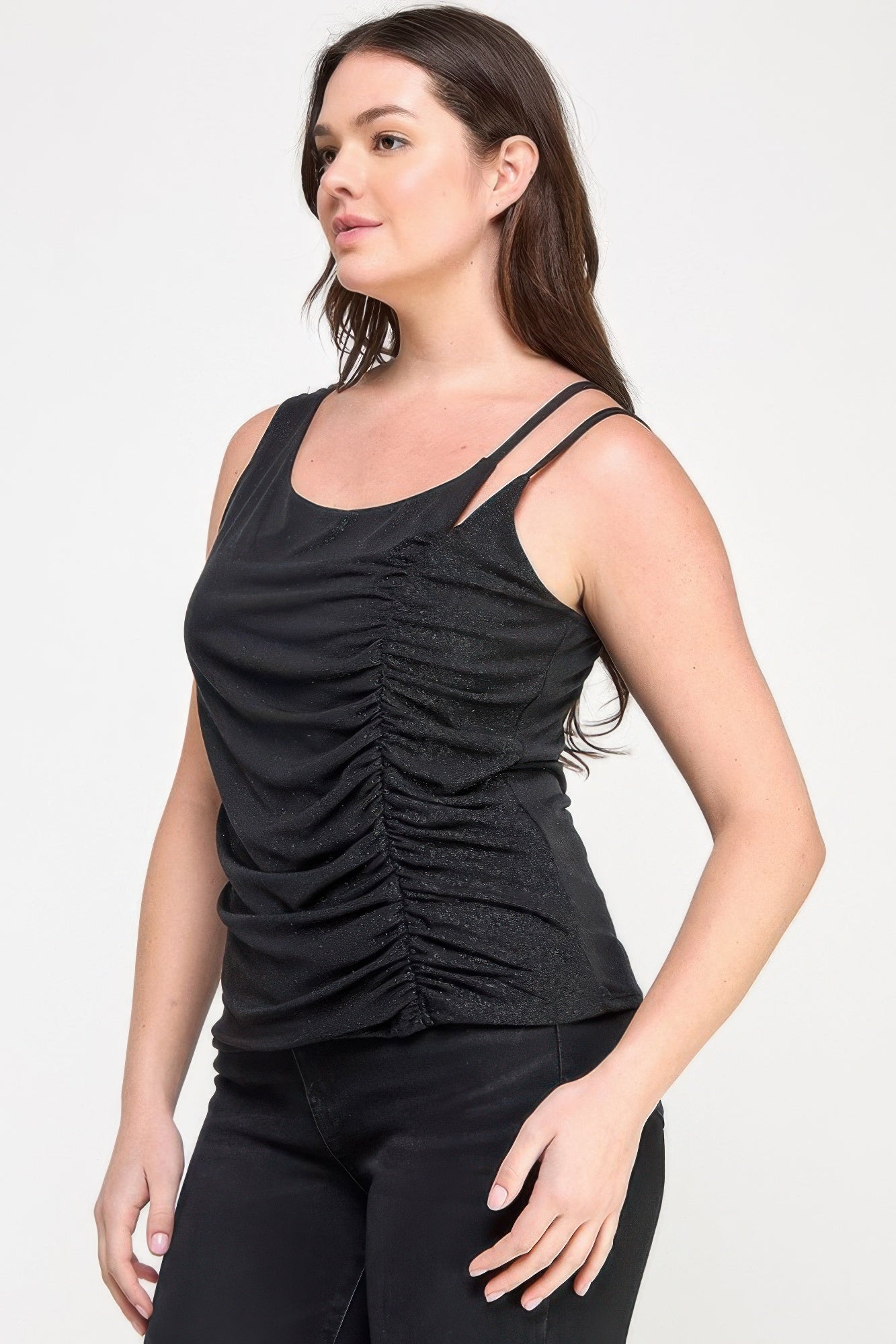 Plus Size Sleeveless Top With Subtle Shimmer         