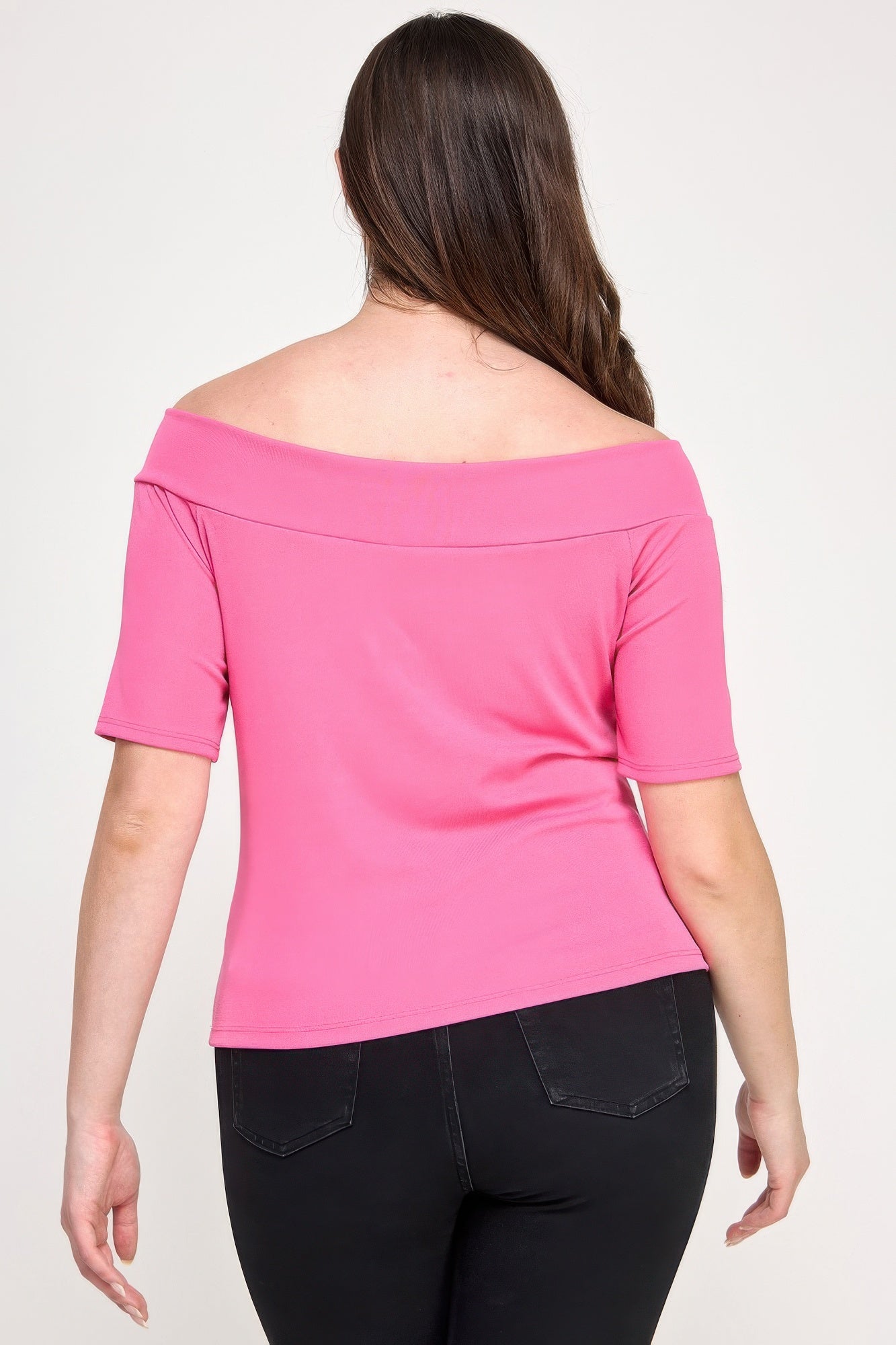 Plus Size Off The Shoulder Knit Rib Twist Knot Top       