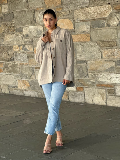 Oversized Corduroy Shacket Button Down Utility     