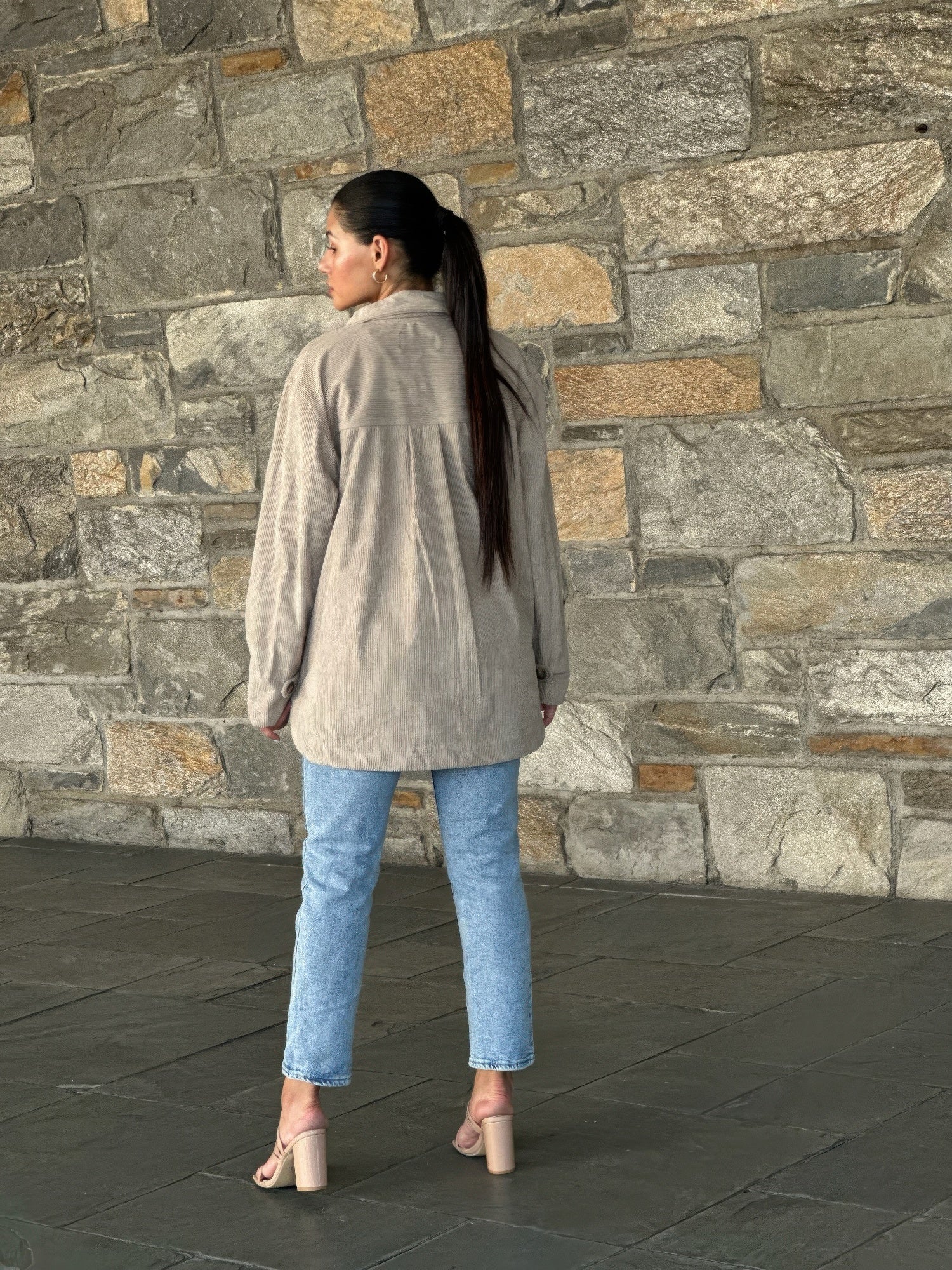 Oversized Corduroy Shacket Button Down Utility     