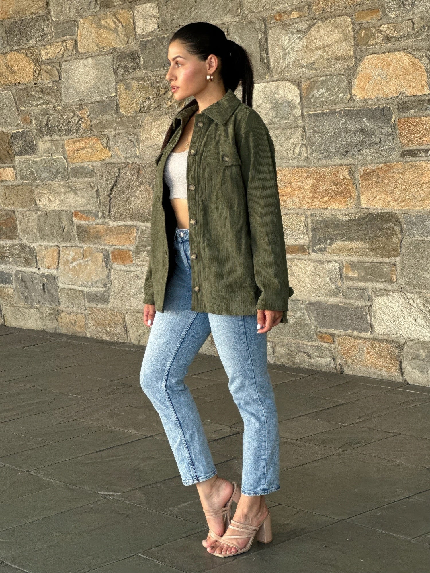 Oversized Corduroy Shacket Button Down Utility     
