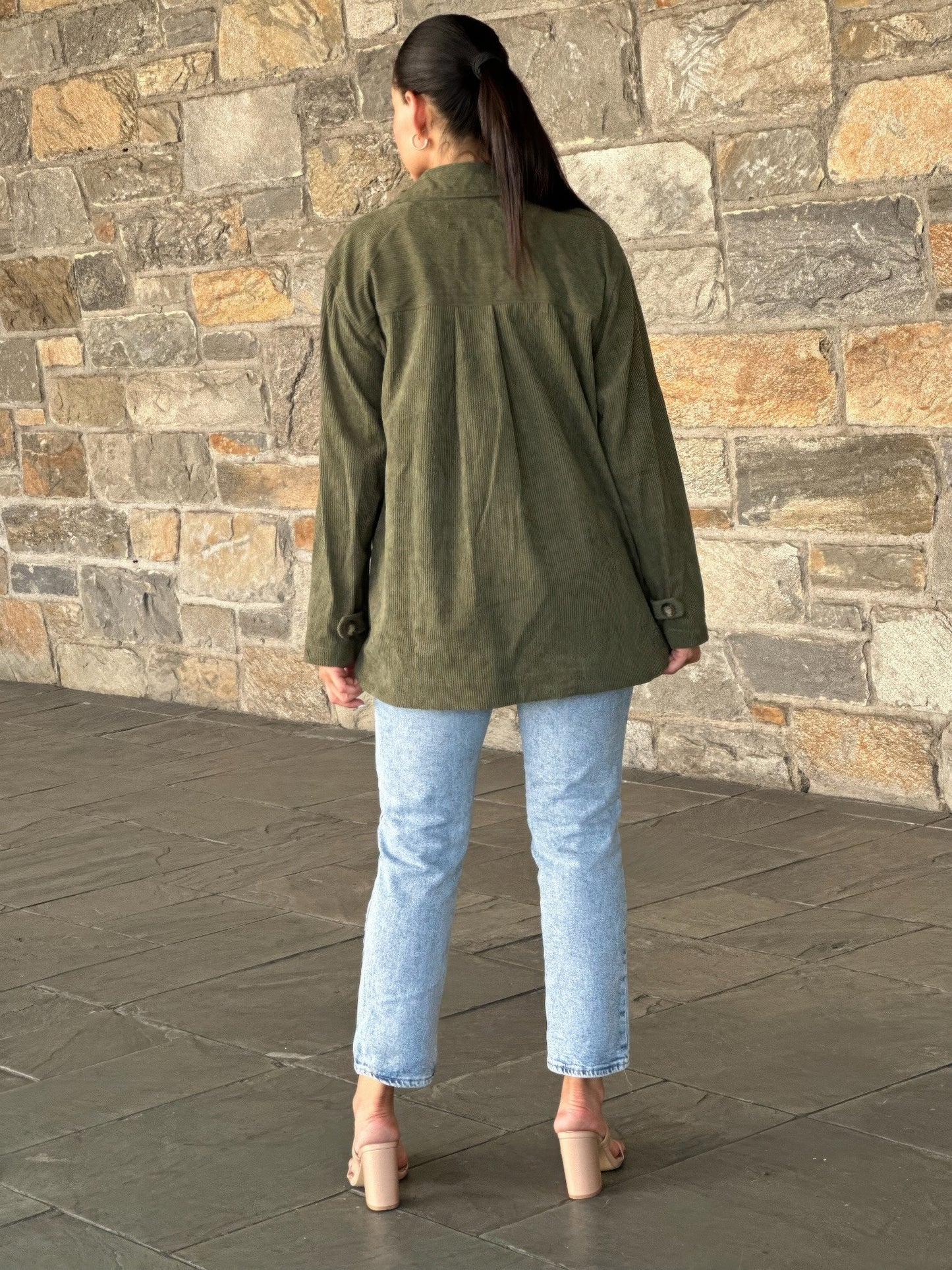 Oversized Corduroy Shacket Button Down Utility     