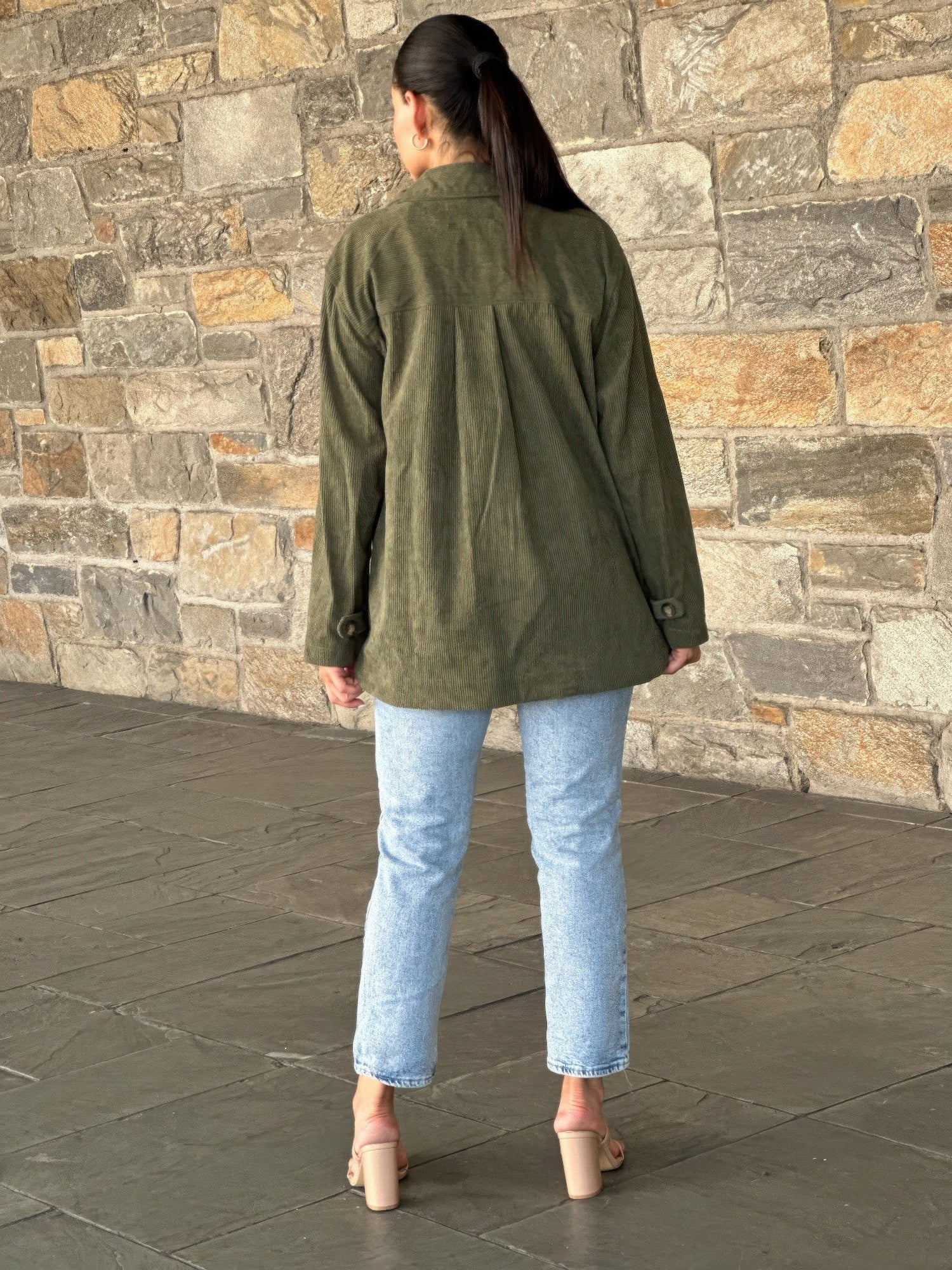 Oversized Corduroy Shacket Button Down Utility     
