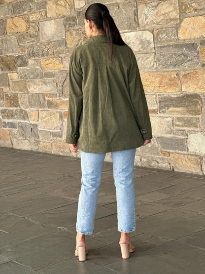 Oversized Corduroy Shacket Button Down Utility     