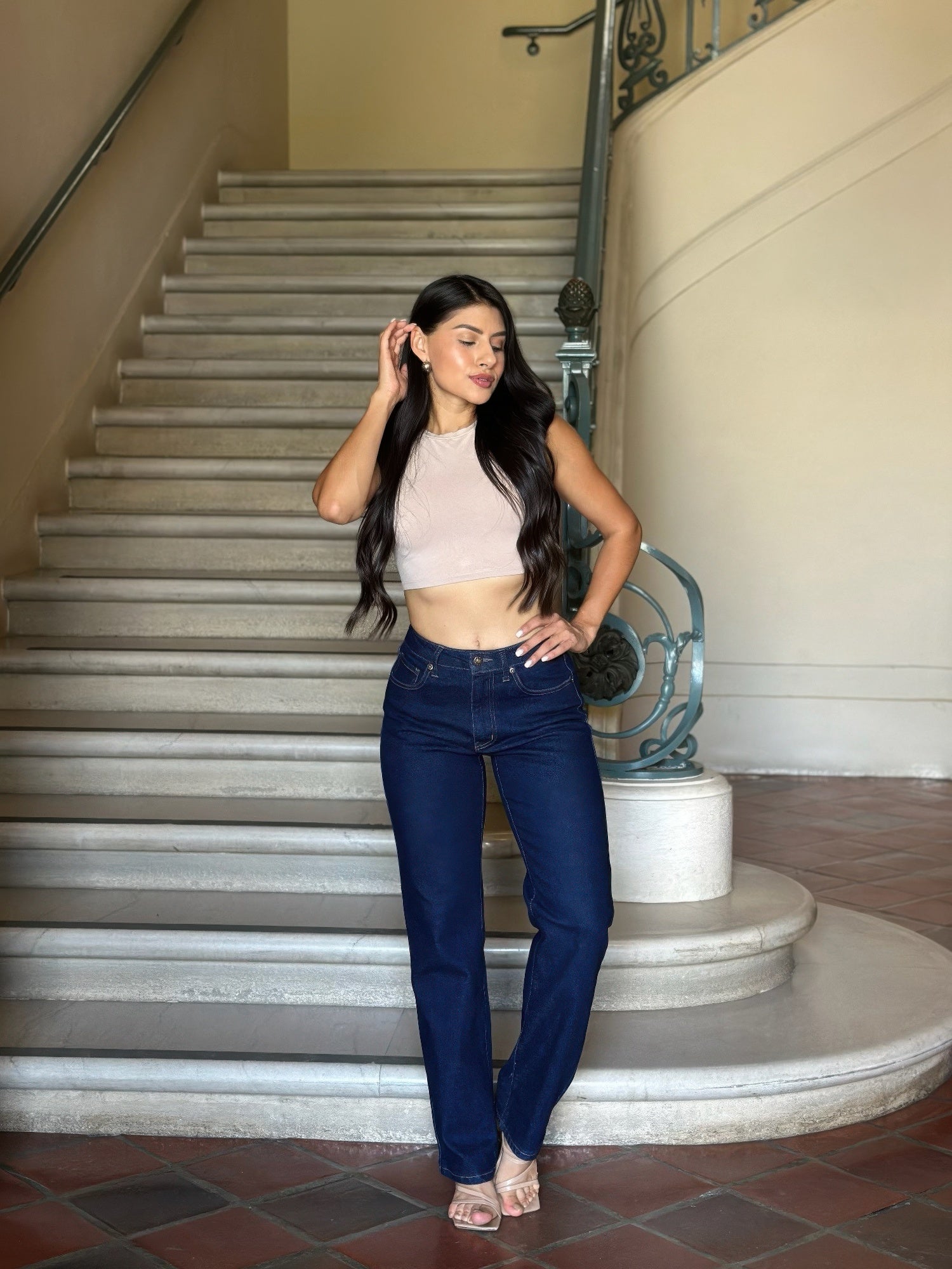 High Waist Vintage Straight Leg Denim Jeans