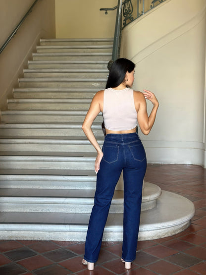High Waist Vintage Straight Leg Denim Jeans
