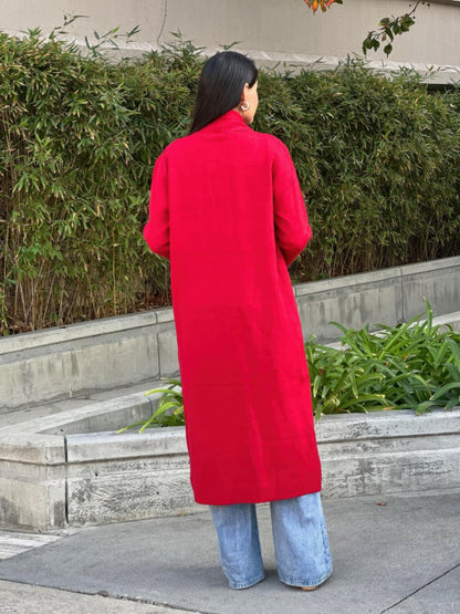 Clover Fine Knit Midi Cardi Cardigan With Pockets       