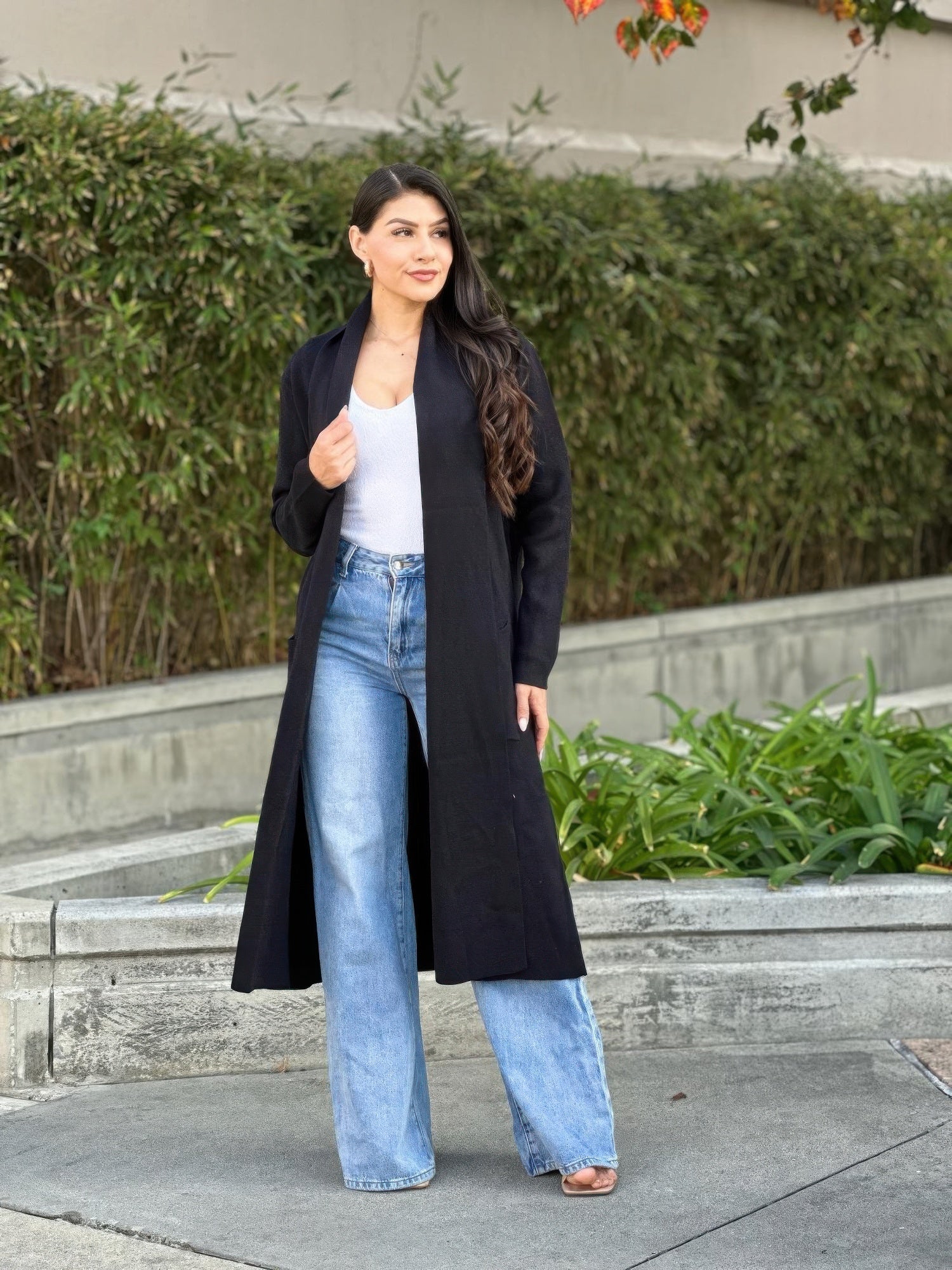 Clover Fine Knit Midi Cardi Cardigan With Pockets       
