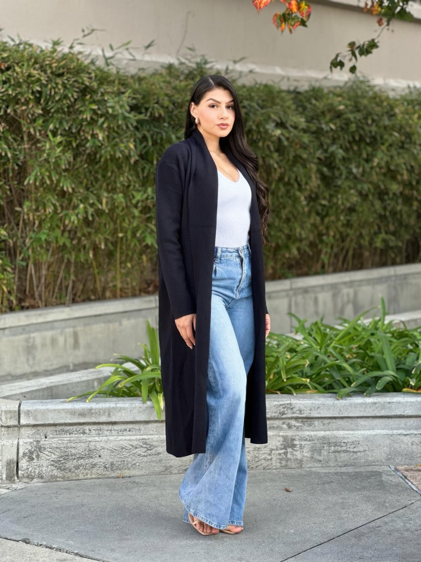 Clover Fine Knit Midi Cardi Cardigan With Pockets       