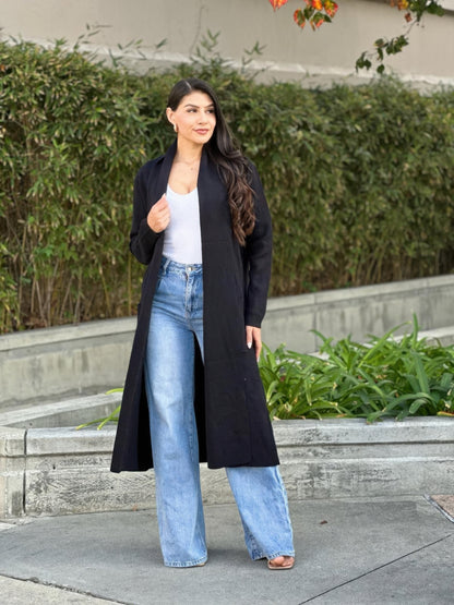 Clover Fine Knit Midi Cardi Cardigan With Pockets       