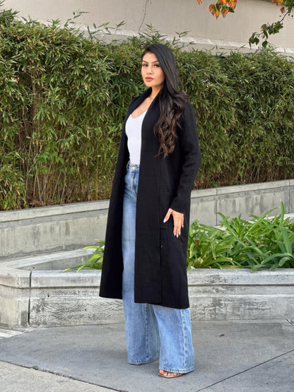 Clover Fine Knit Midi Cardi Cardigan With Pockets       