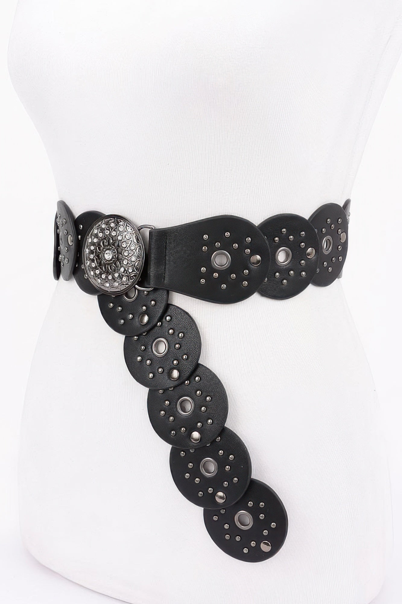 Multi Metal Round Pu Vintage Belt