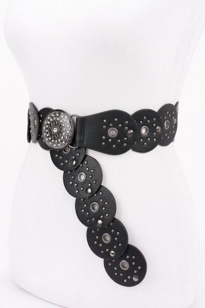 Multi Metal Round Pu Vintage Belt