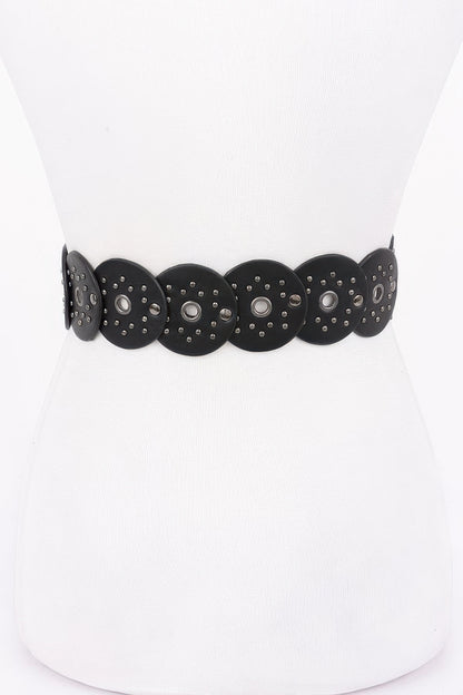 Multi Metal Round Pu Vintage Belt