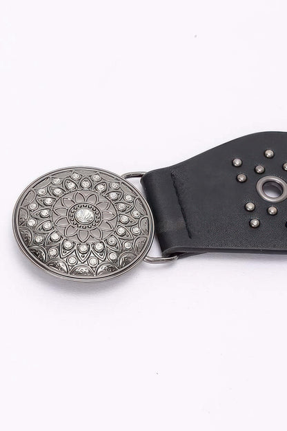 Multi Metal Round Pu Vintage Belt