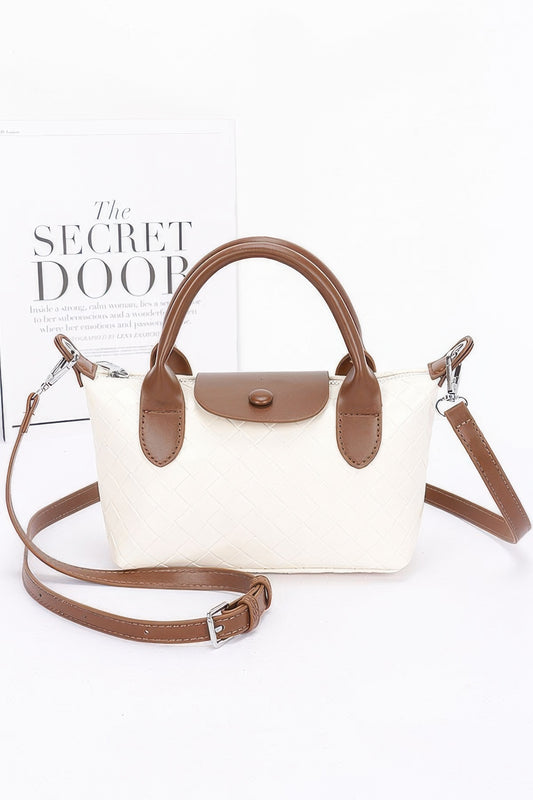 Embossed Faux Leather Top Handle Clutch