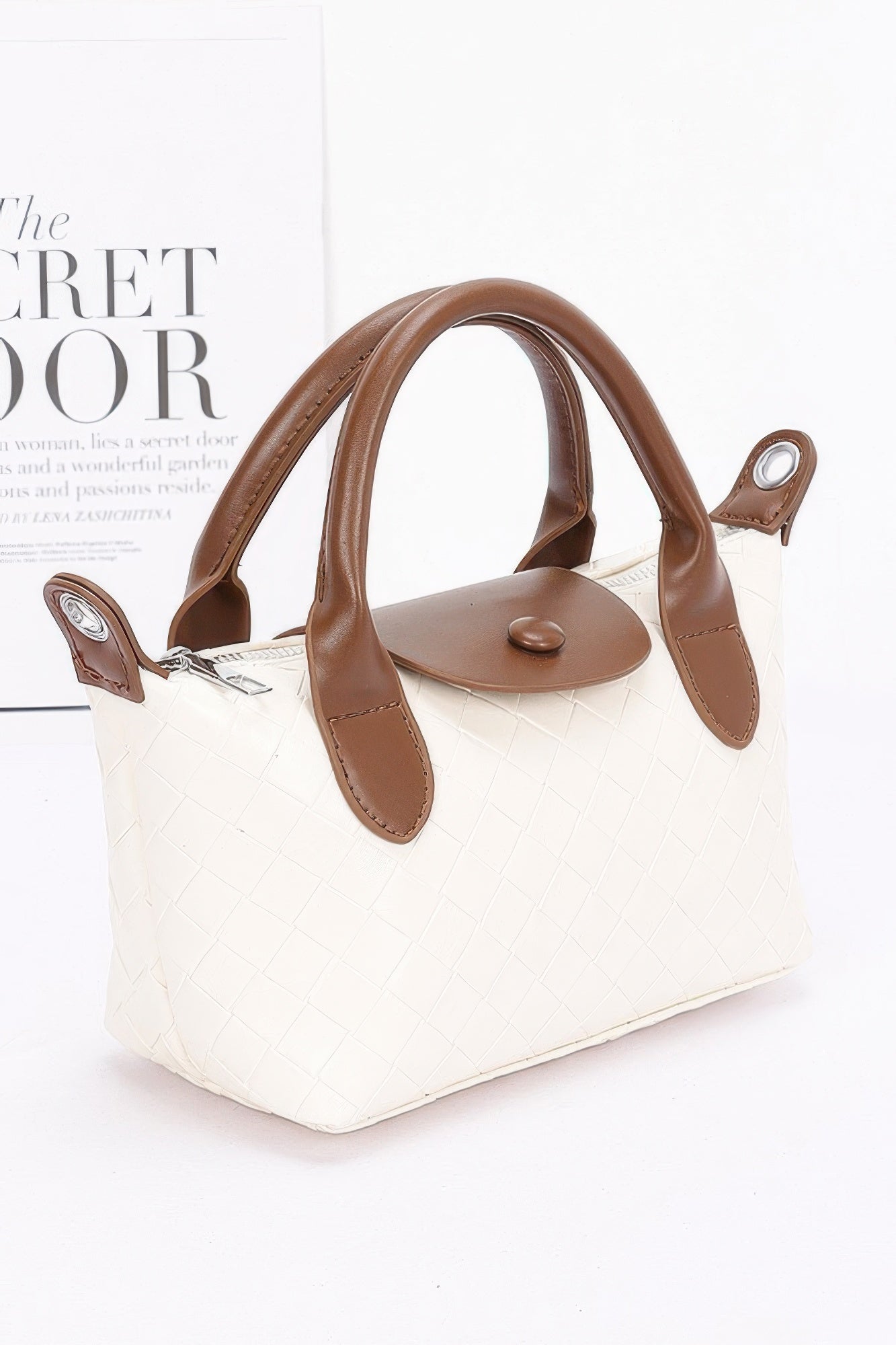 Embossed Faux Leather Top Handle Clutch