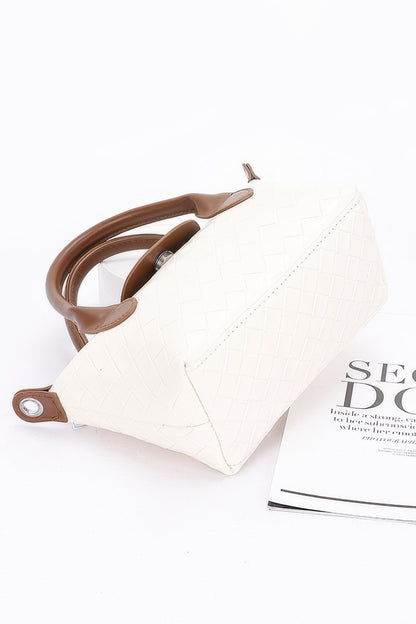 Embossed Faux Leather Top Handle Clutch