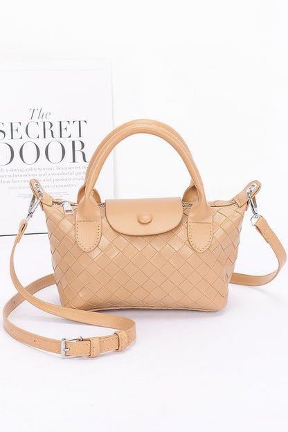 Embossed Faux Leather Top Handle Clutch