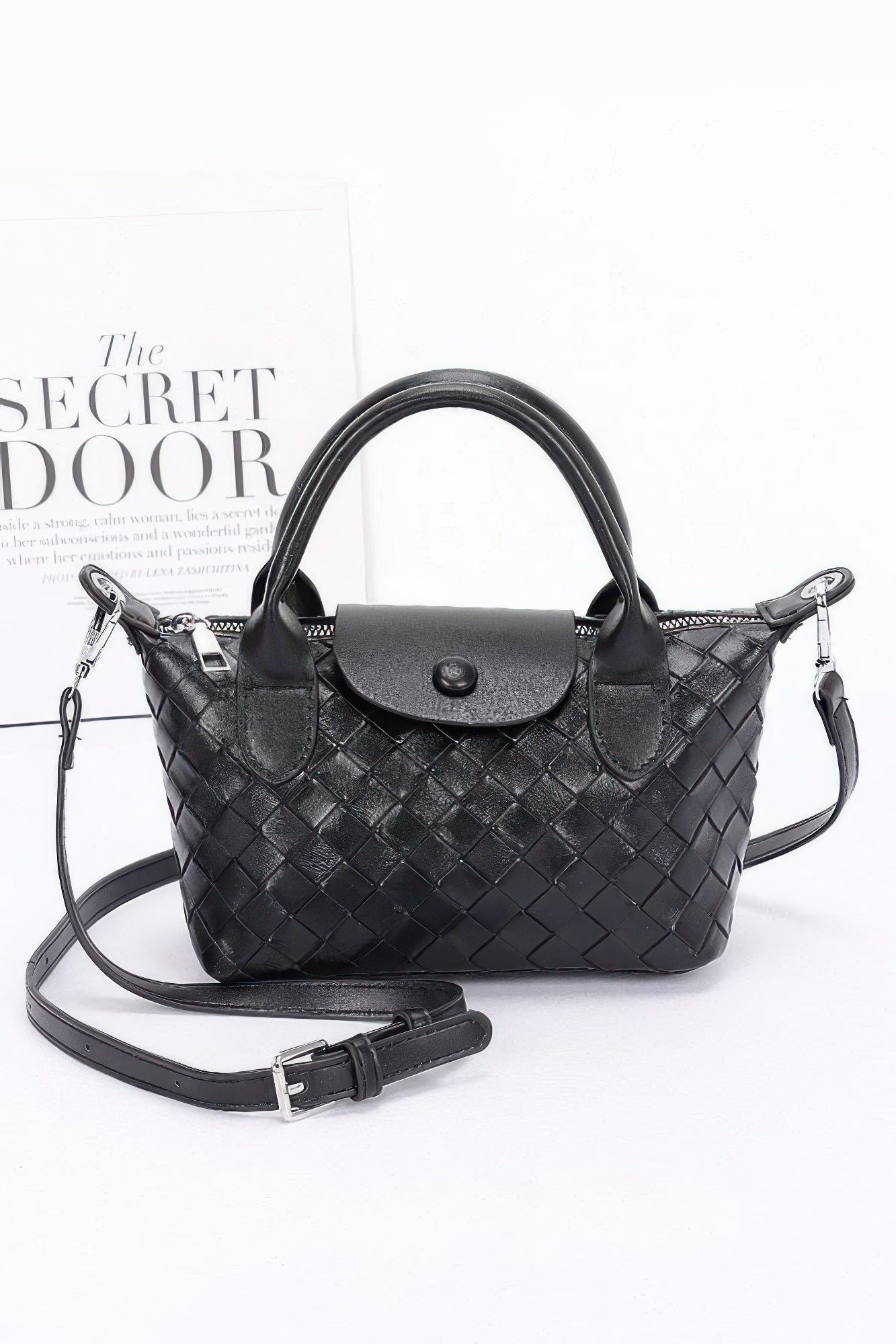 Embossed Faux Leather Top Handle Clutch