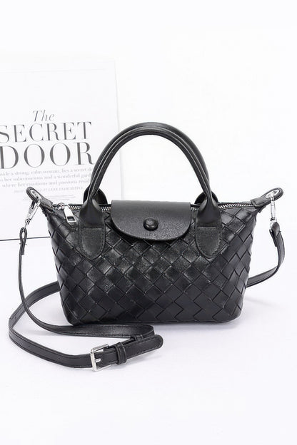Embossed Faux Leather Top Handle Clutch