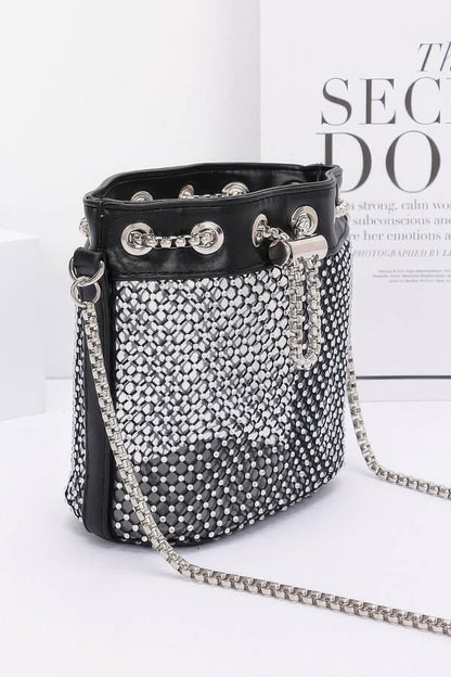 Rhinestone Mesh Tube Bag