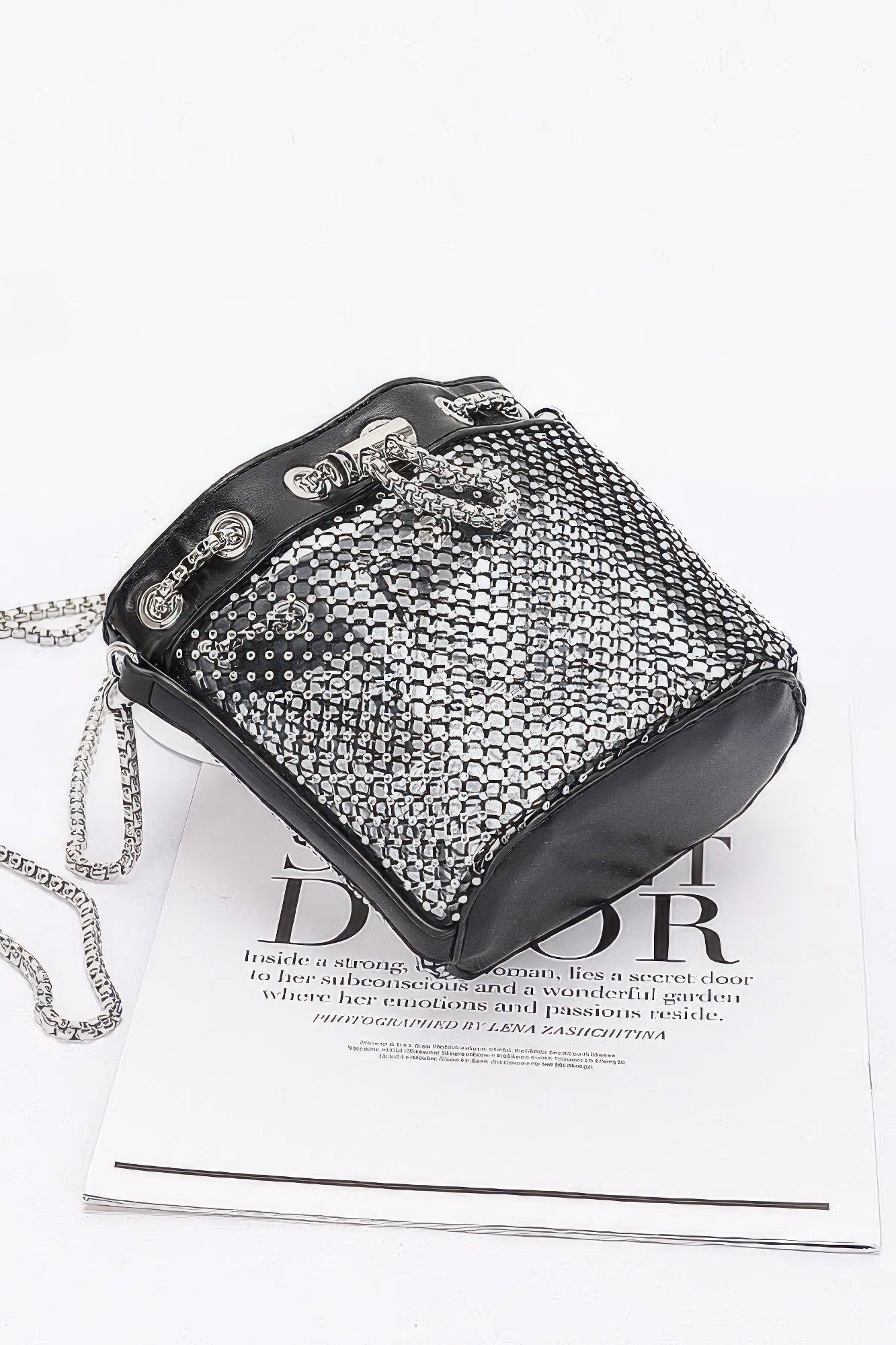 Rhinestone Mesh Tube Bag