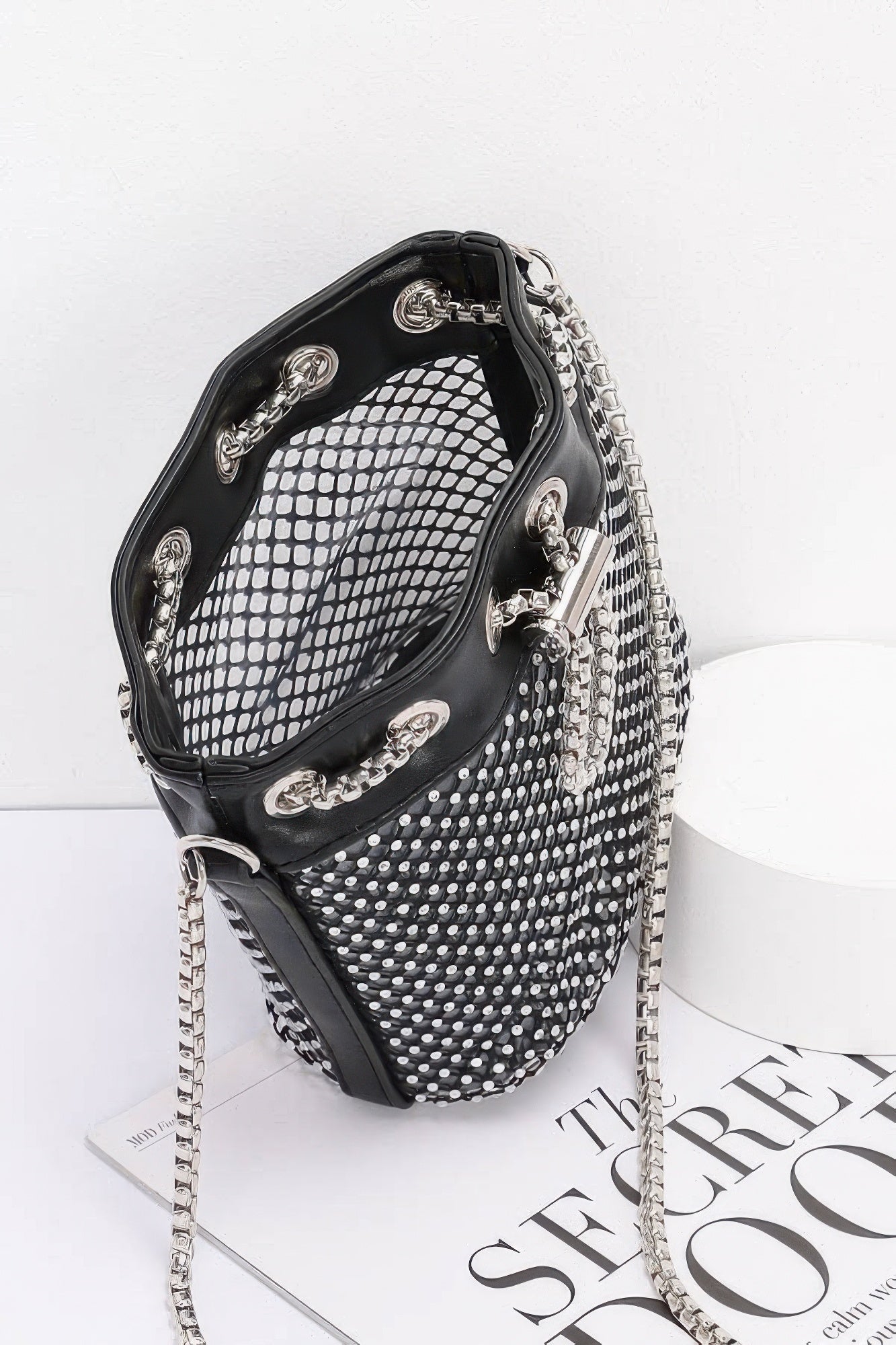 Rhinestone Mesh Tube Bag
