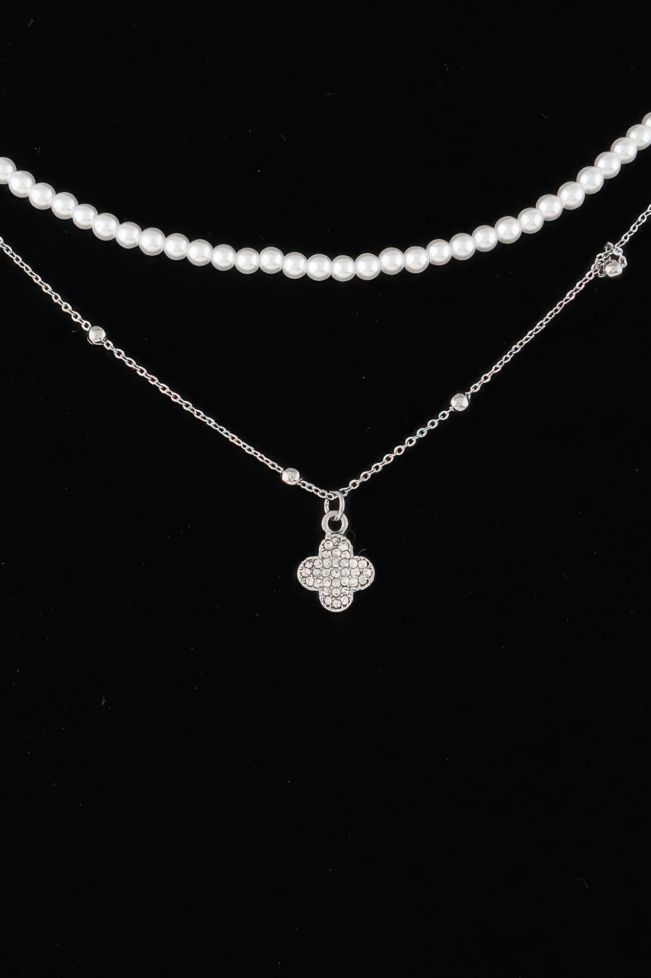 Double Jeweled Clover Necklace