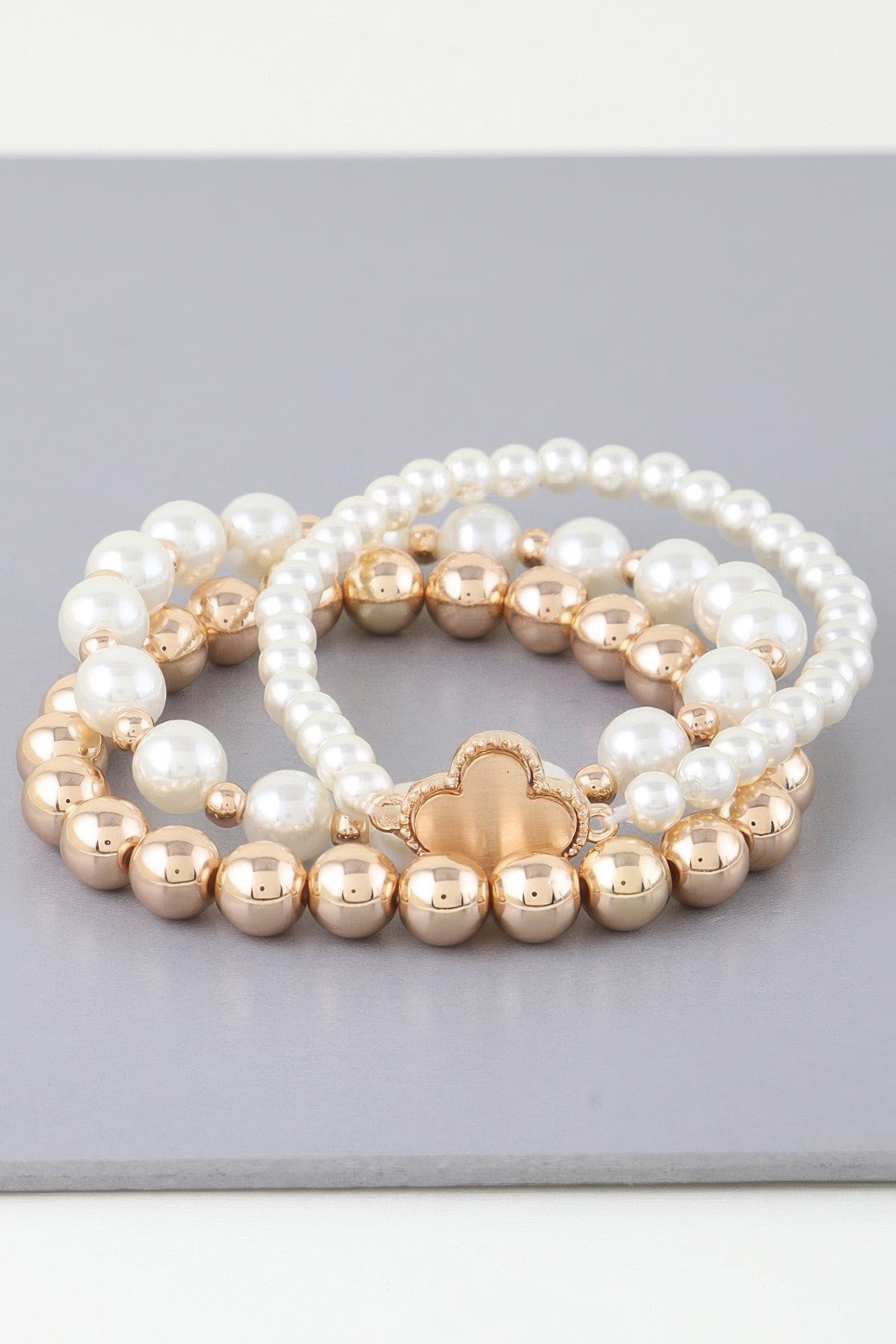 Triple Beaded Clover Bracelet