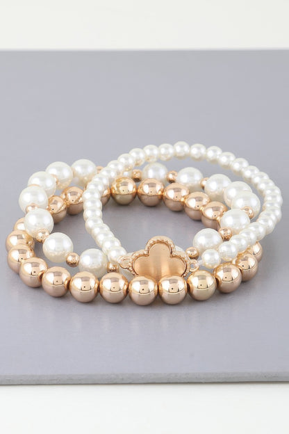 Triple Beaded Clover Bracelet