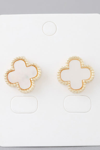 Multi Beaded Clover Stud Earrings