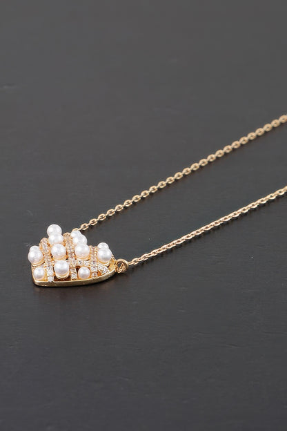 Quilted Pearl Heart Necklace