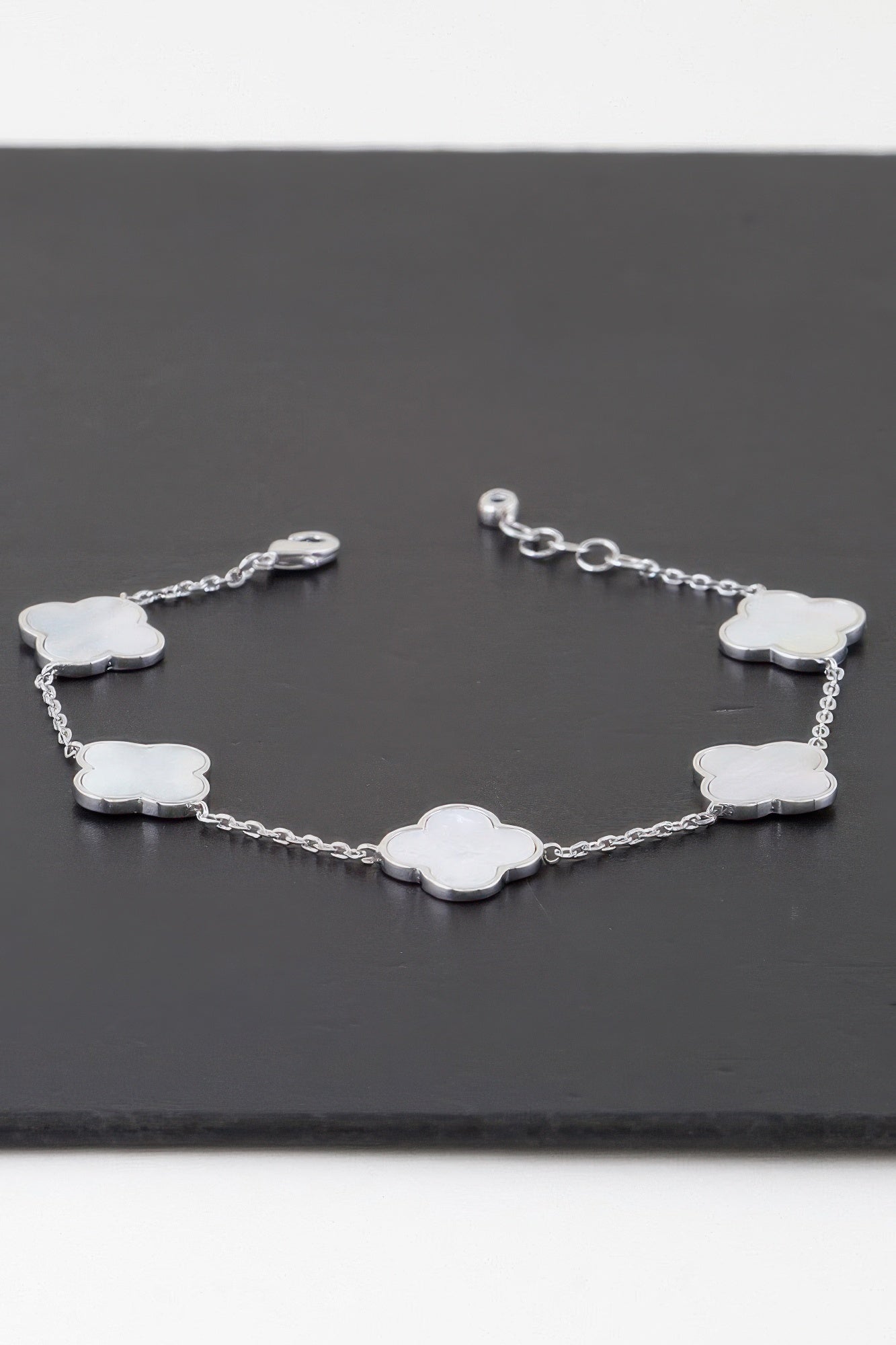 Multi Stone Clover Charm Bracelet
