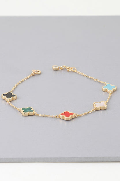 Mini Stone Clover Charm Bracelet