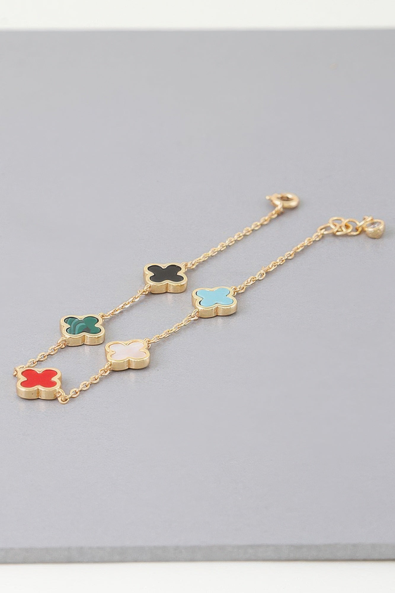Mini Stone Clover Charm Bracelet