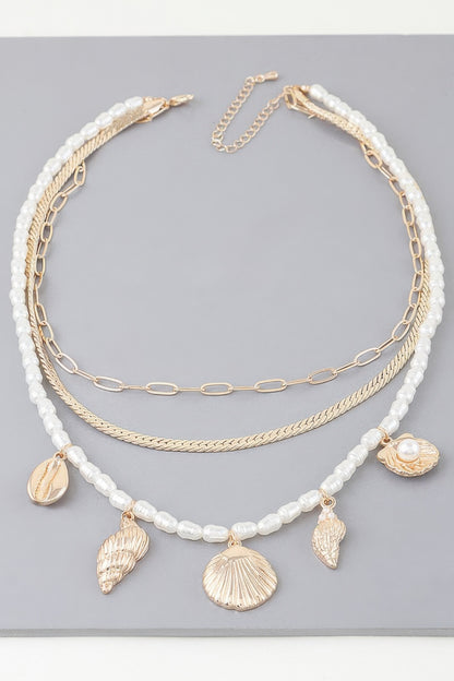 Multi Seashell Charm Necklace