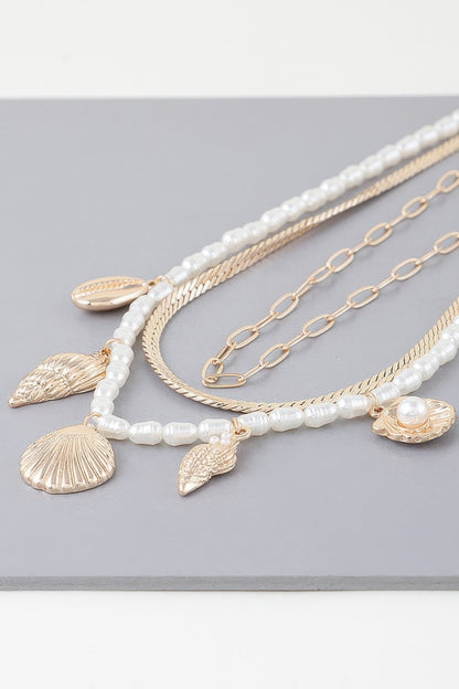 Multi Seashell Charm Necklace