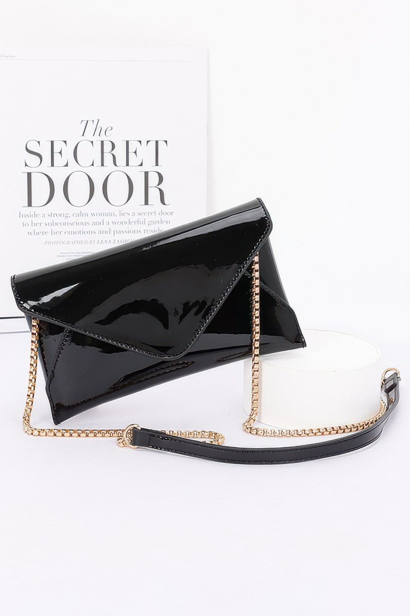 Enamel Envelope Clutch