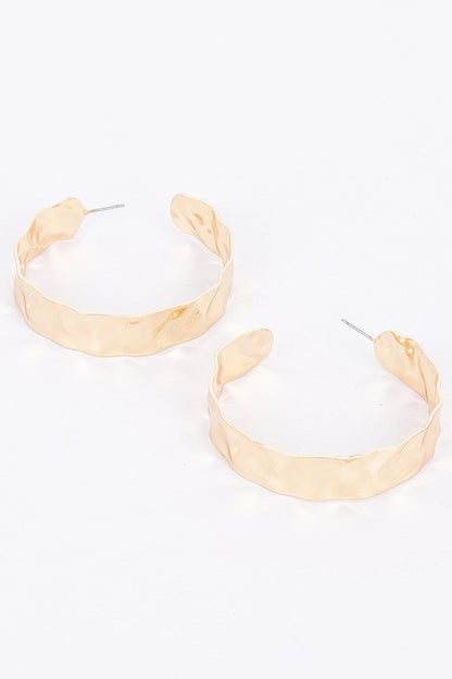 Gold Plated Wide Metal Hoop Earring
