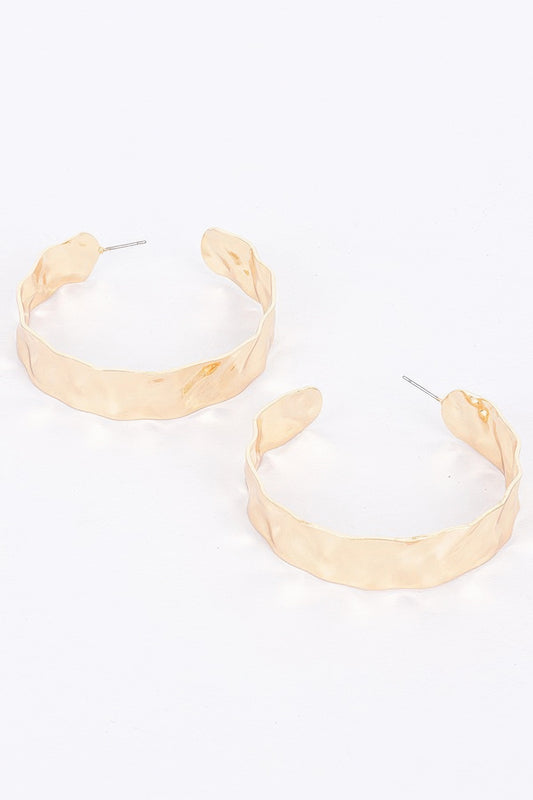 Gold Plated Wide Metal Hoop Earring