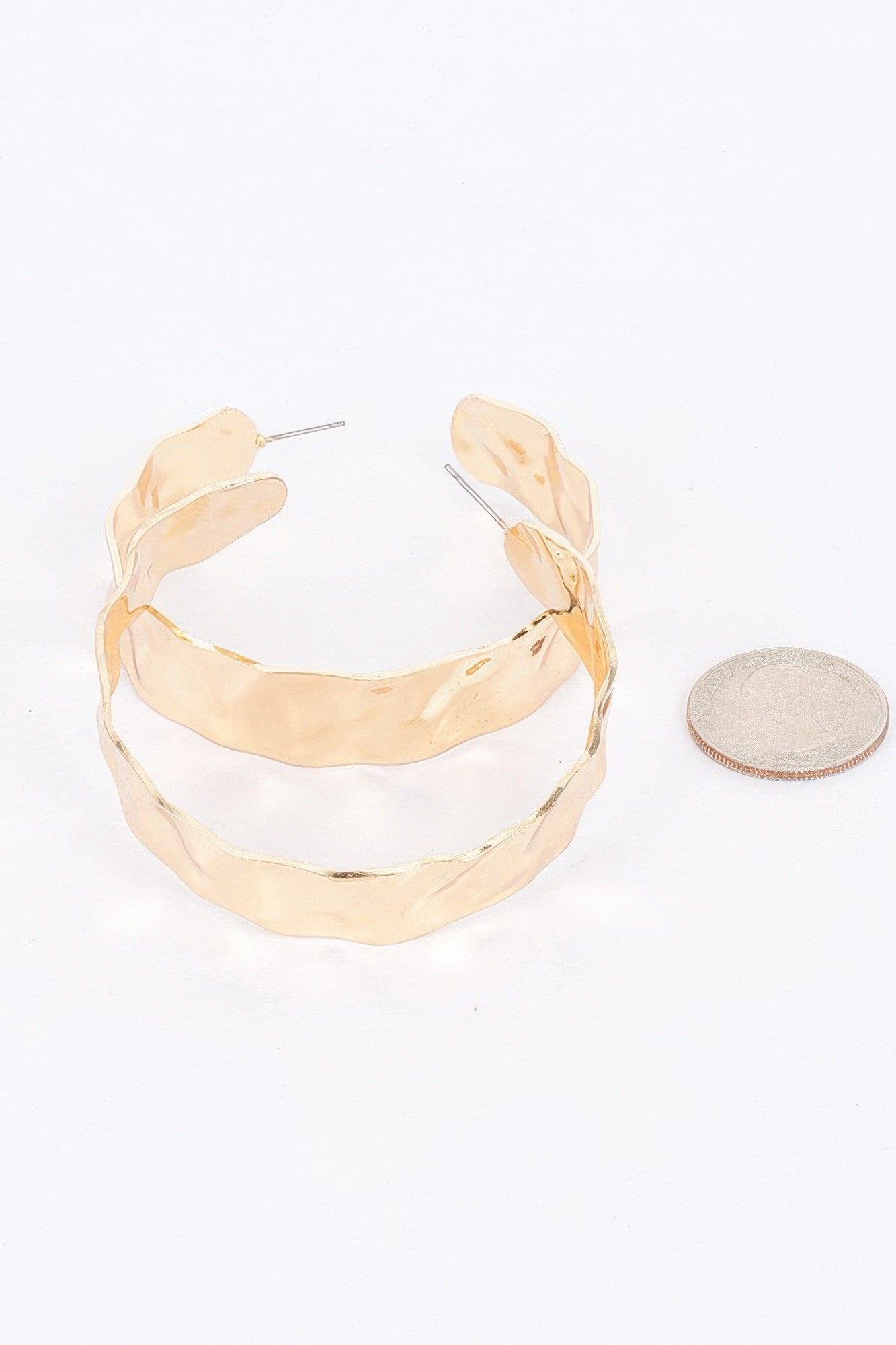 Gold Plated Wide Metal Hoop Earring