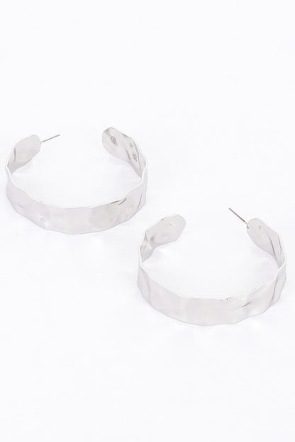 Gold Plated Wide Metal Hoop Earring