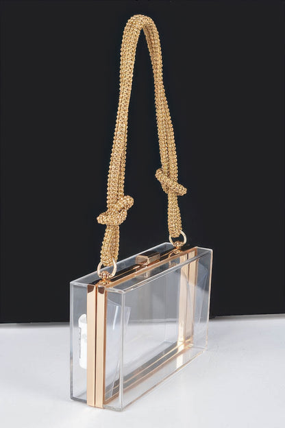 Clear Case Clutch W/rhinestone Handle